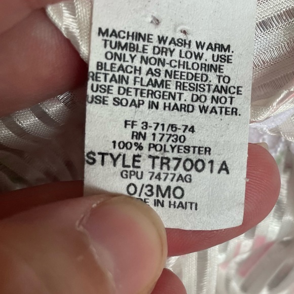 VTG HONORS BABY WHITE LACE TRIM FLORAL PRINT PAJAMAS SIZE 0/3 MONTHS - Picture 5 of 6